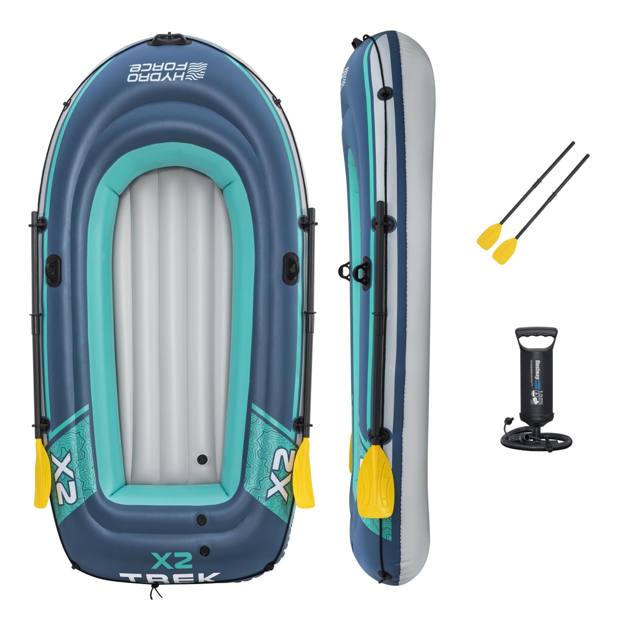 TREK X2 täispuhutav paat, 232 cm x 118 cm + BESTWAY tarvikud
