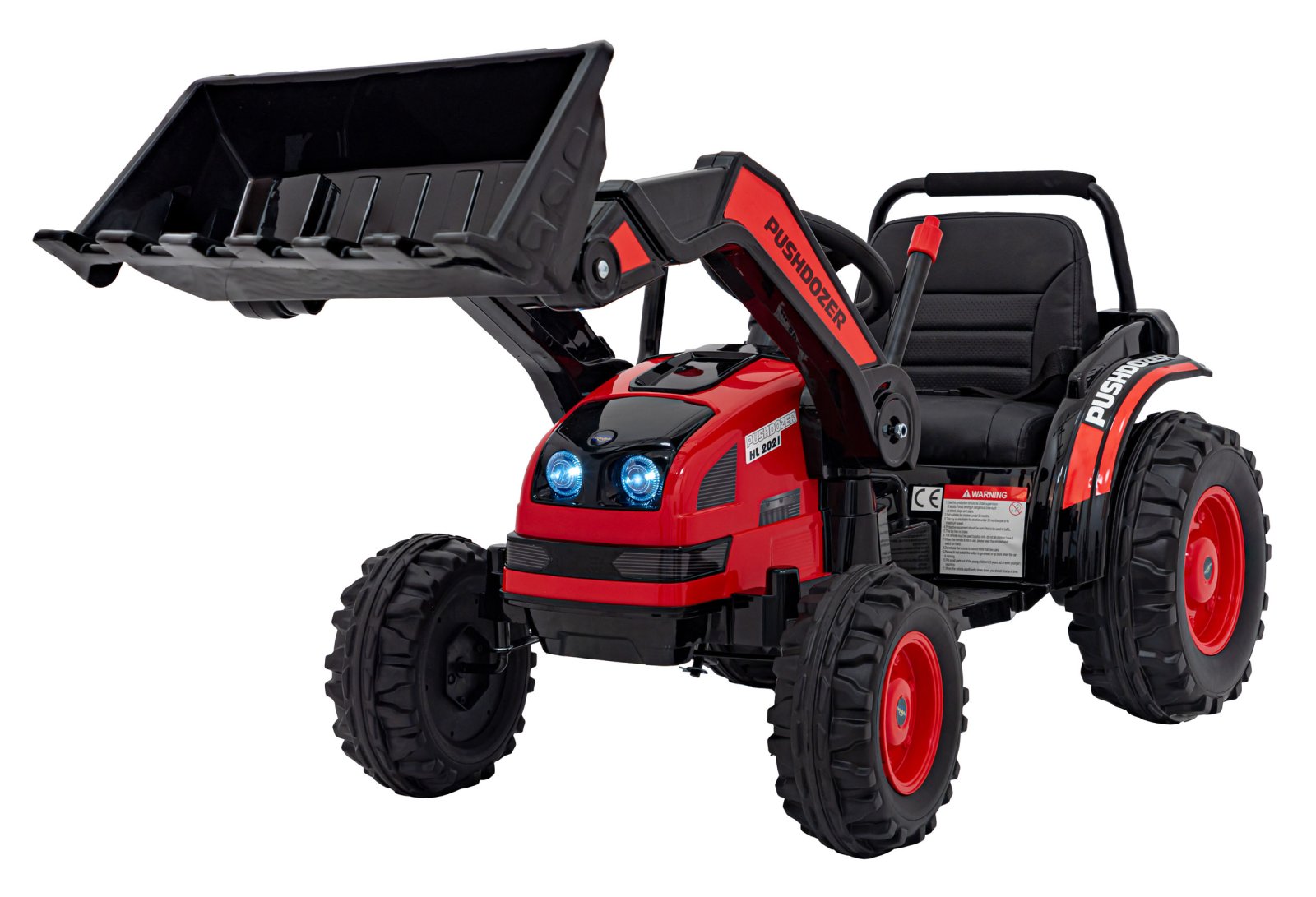 Sõiduk ekskavaator-traktor, punane