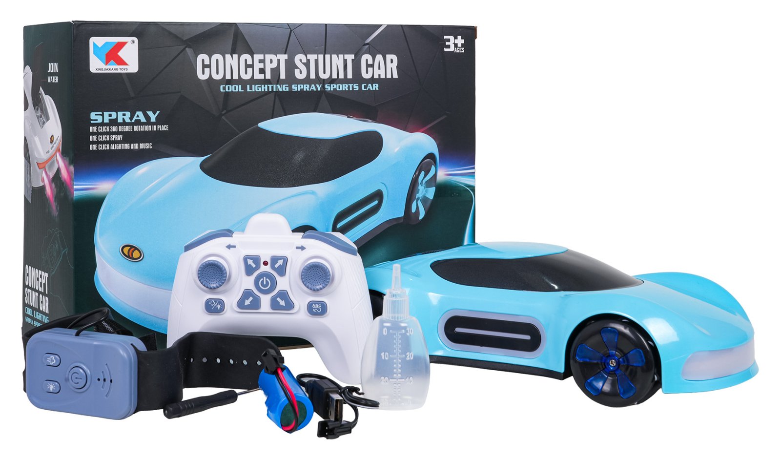 Vehicle with Smoke Function Controlled by Remote Control and Watch Blue